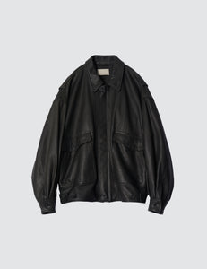 BLACK LEATHER FLIGHT JACKET