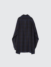 Load image into Gallery viewer, NAVY CUPRO PLAID OPEN COLLAR SHIRT
