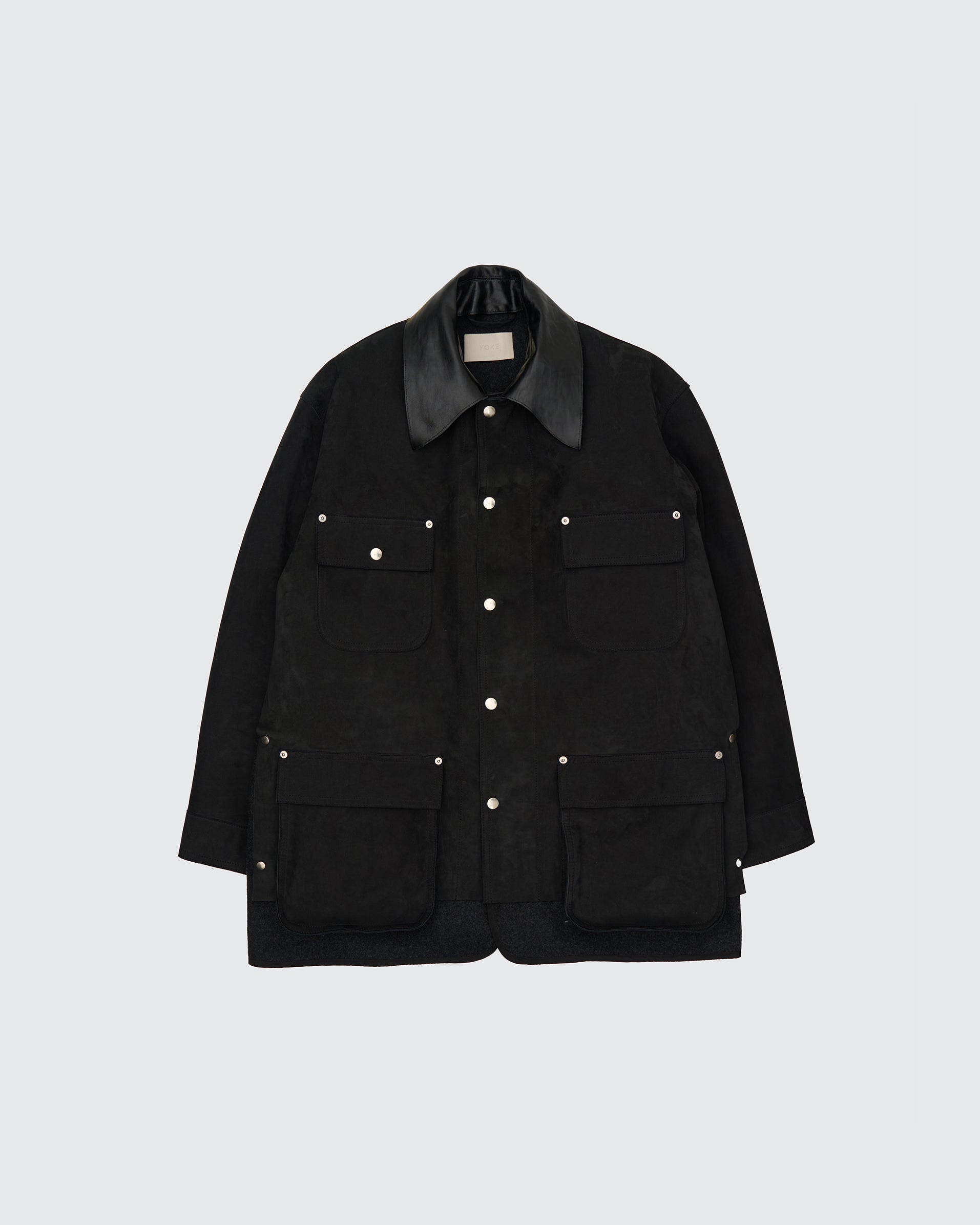 BLACK NUBUCK LEATHER COVERALL JACKET