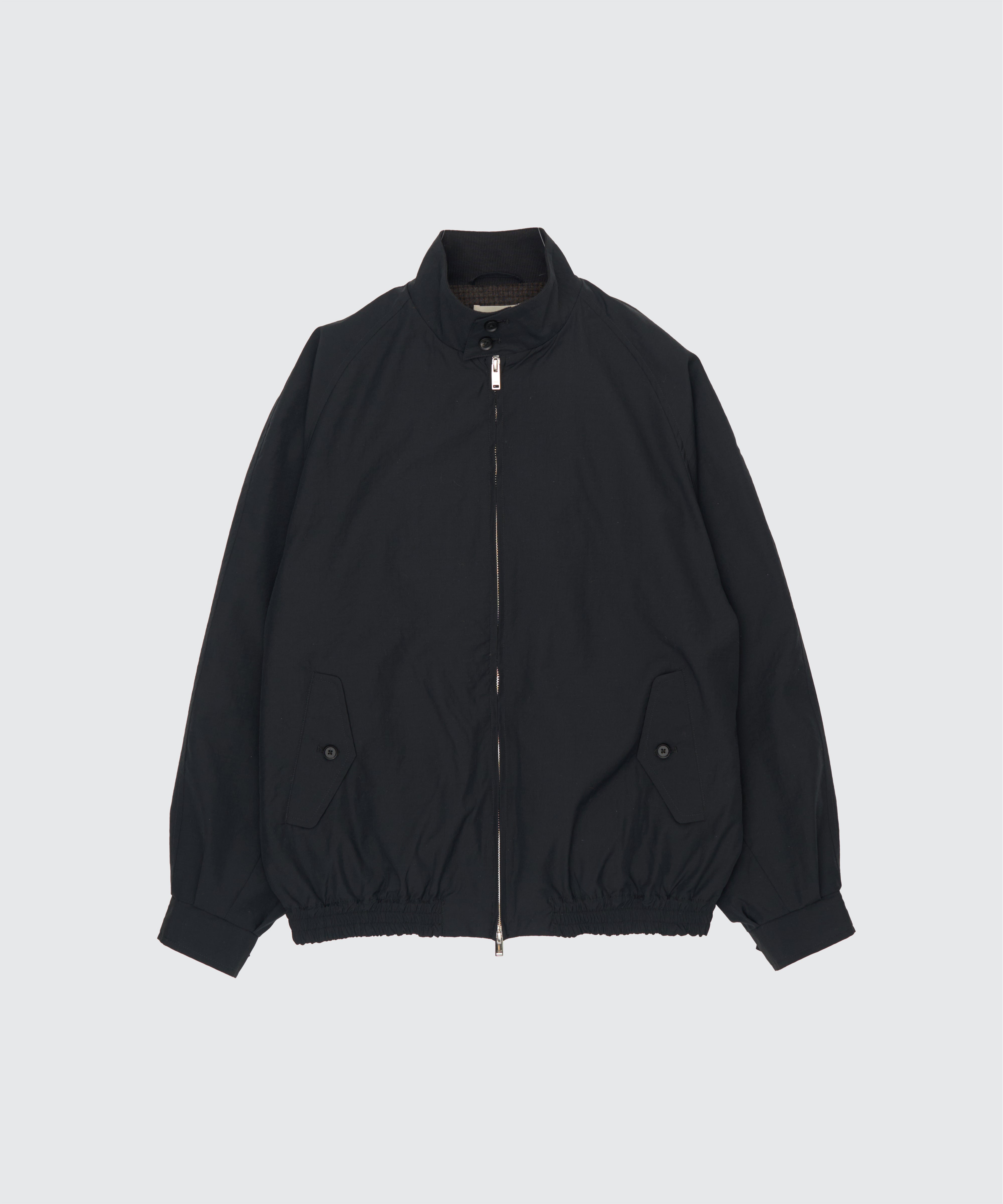 BLACK WOOL NYLON REVERSIBLE HARRINGTON JACKET