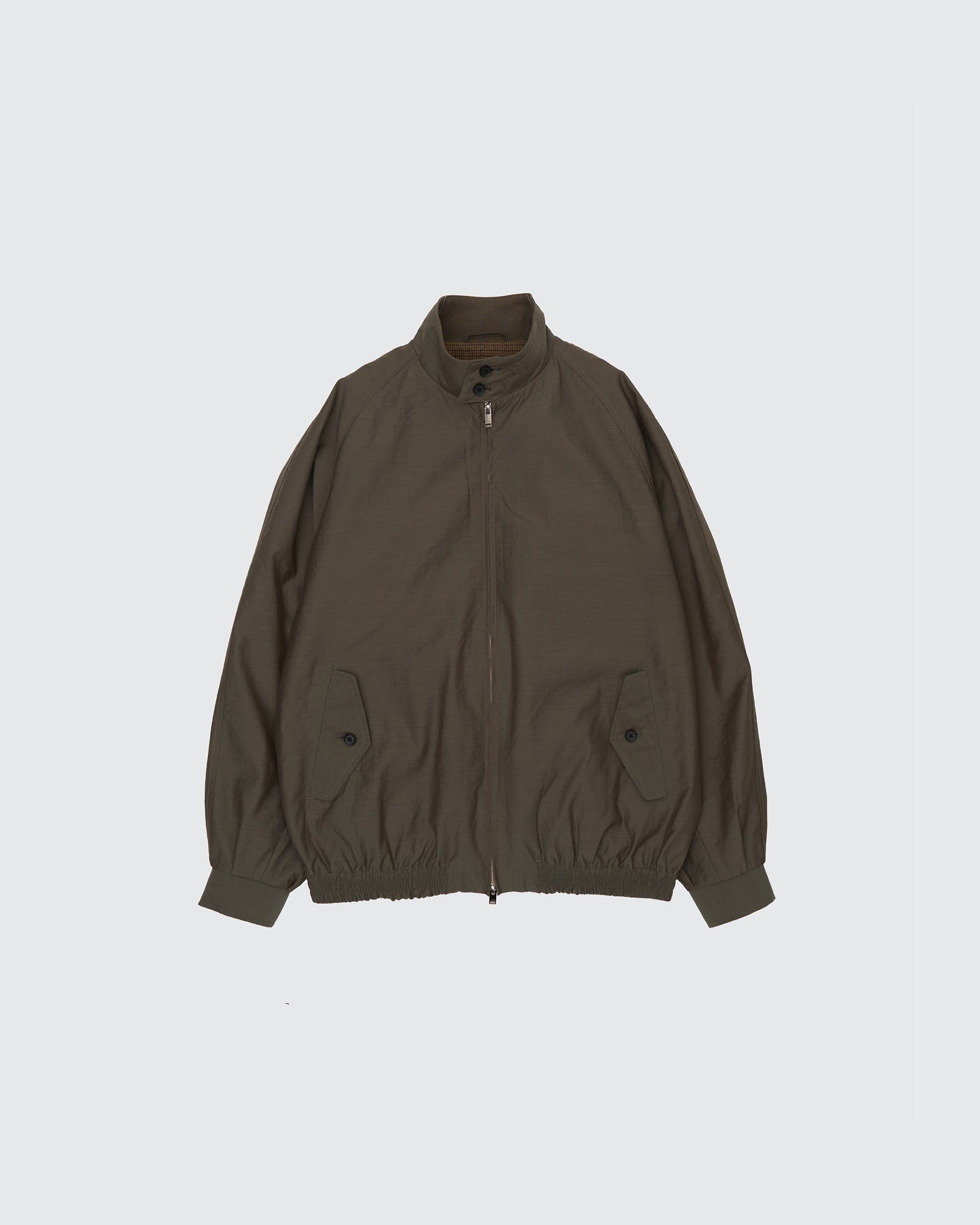 OLIVE WOOL NYLON REVERSIBLE HARRINGTON JACKET