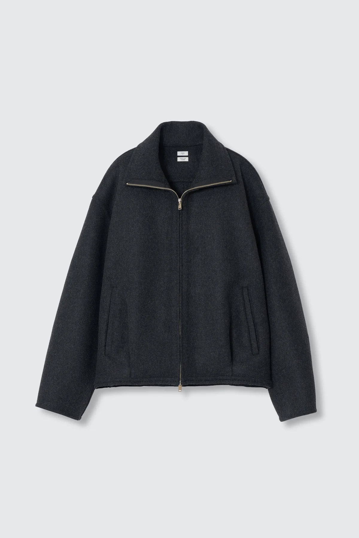CHARCOAL WOOL CASHMERE BALLOON SILHOUETTE BLOUSON