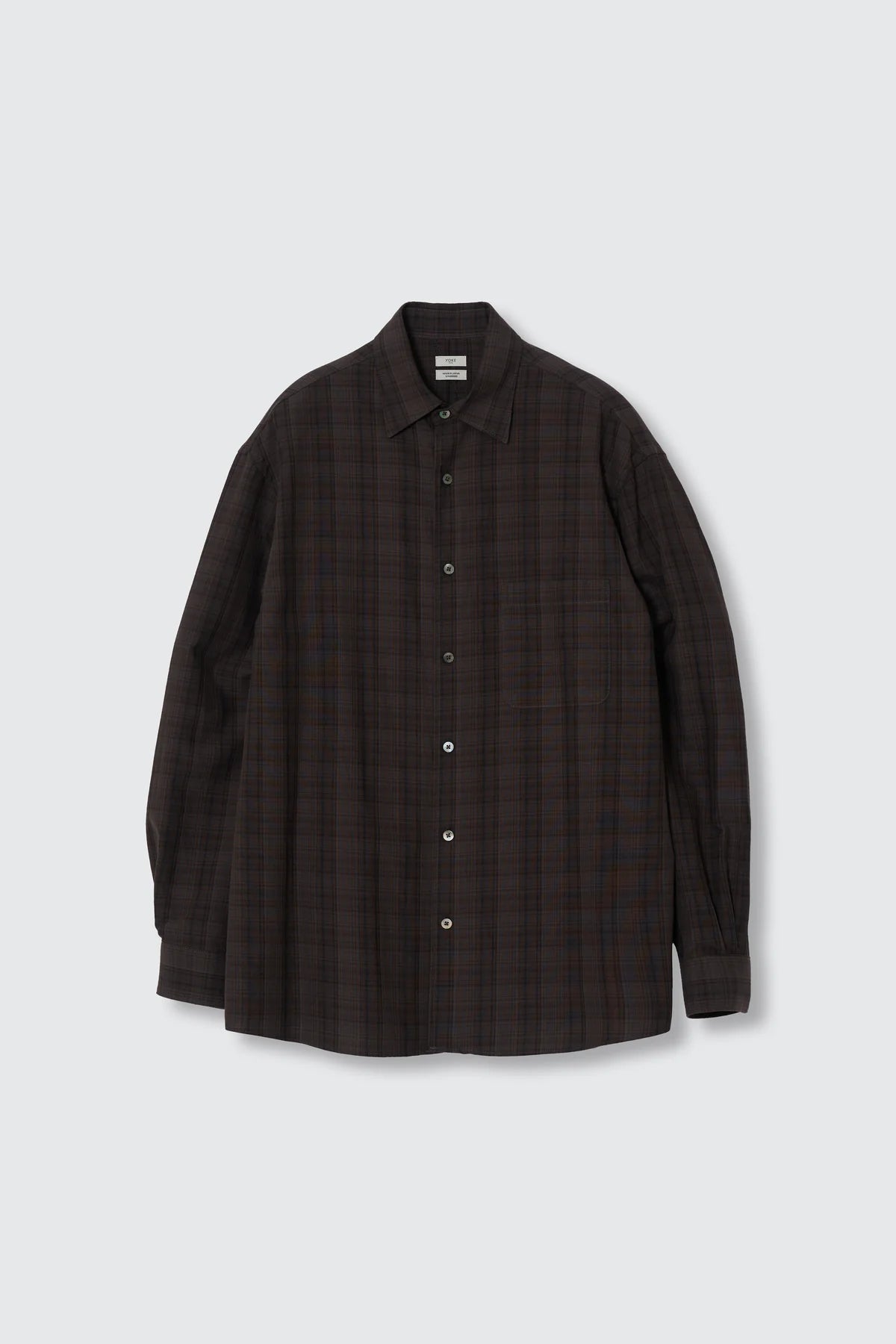DARK GRAY COTTON RAYON PLAID RELAX SHIRT