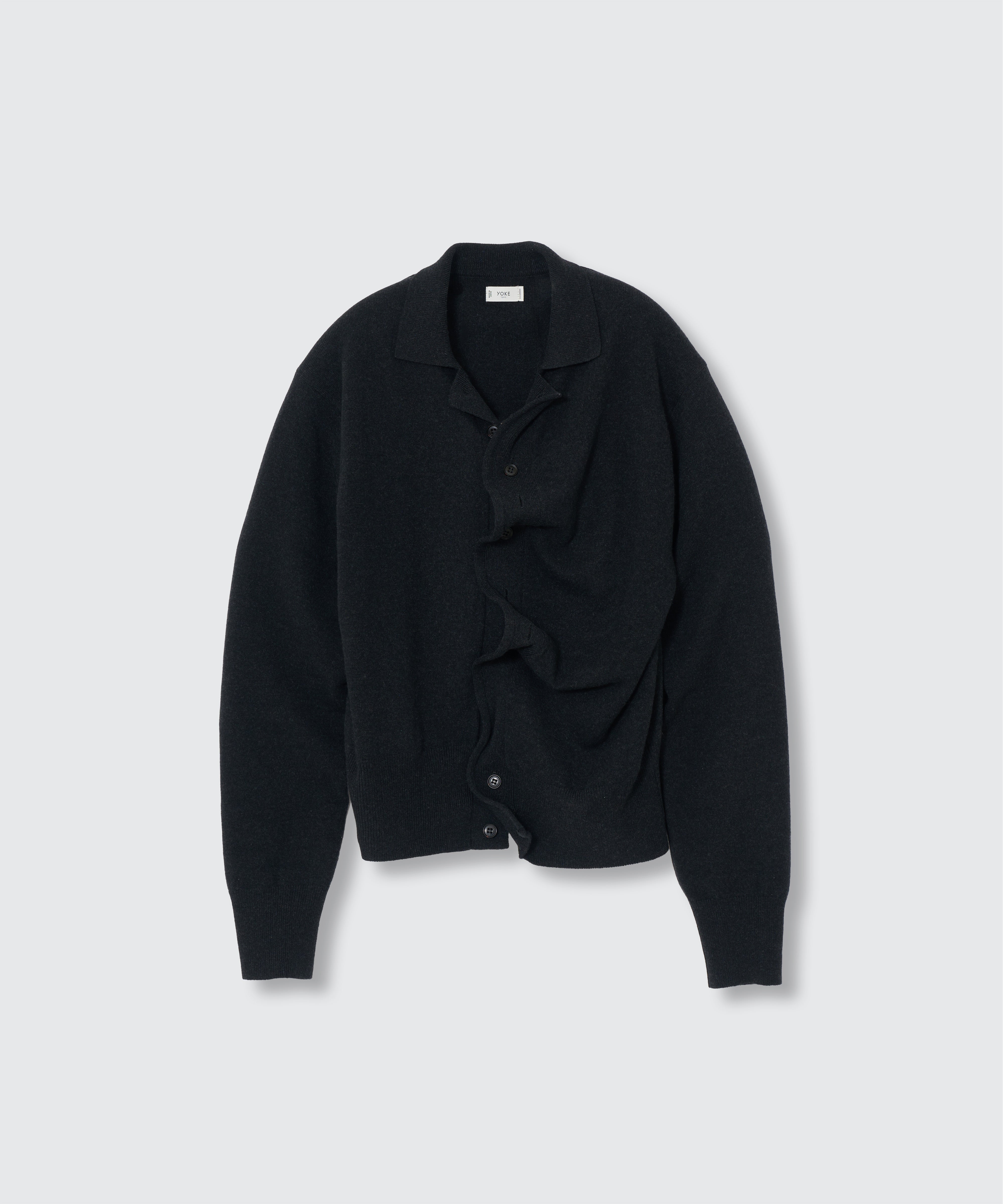 BLACK SCULPTURAL WIRED KNIT SHIRT