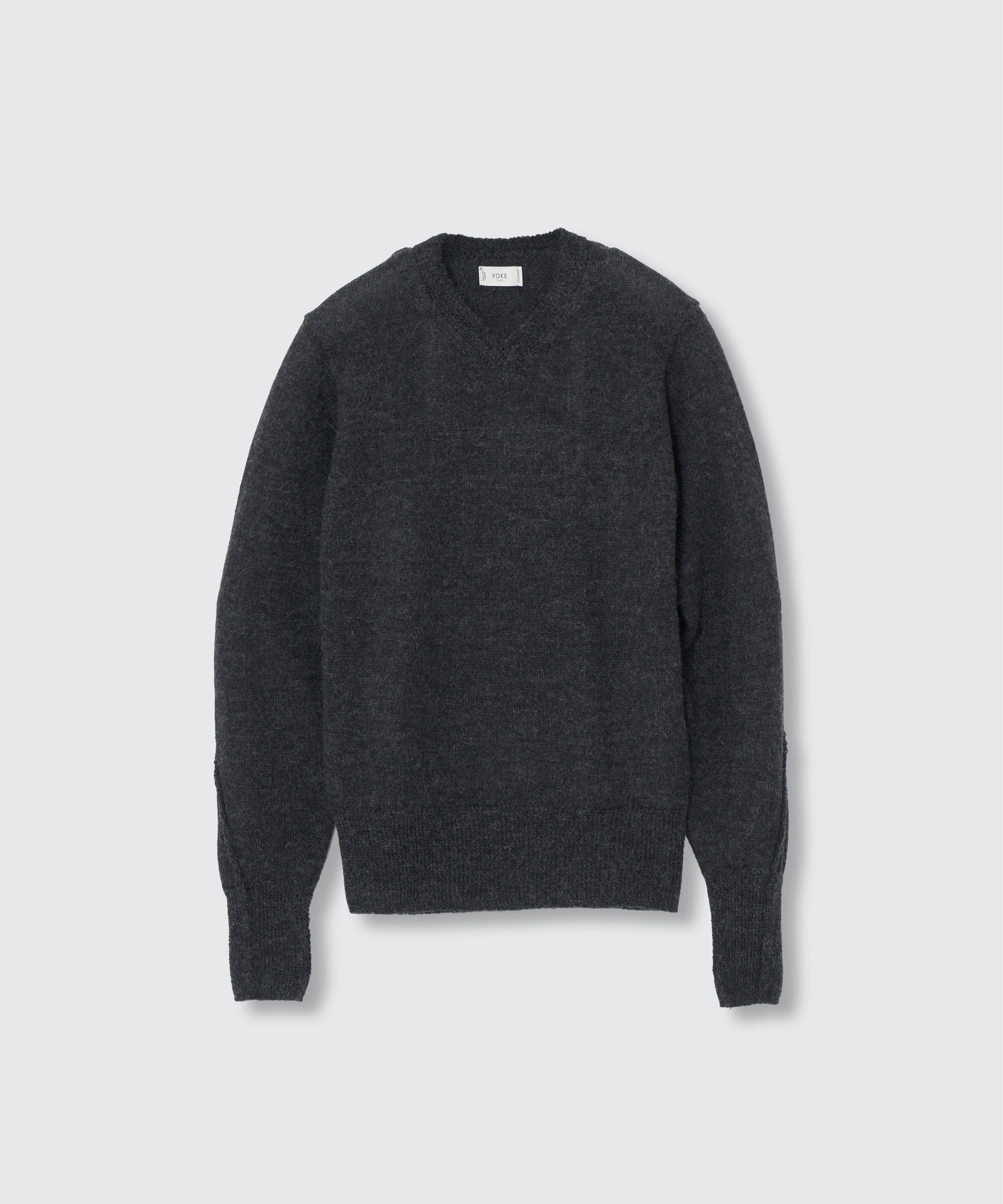 CHARCOAL BABY ALPACA V-NECK SWEATER