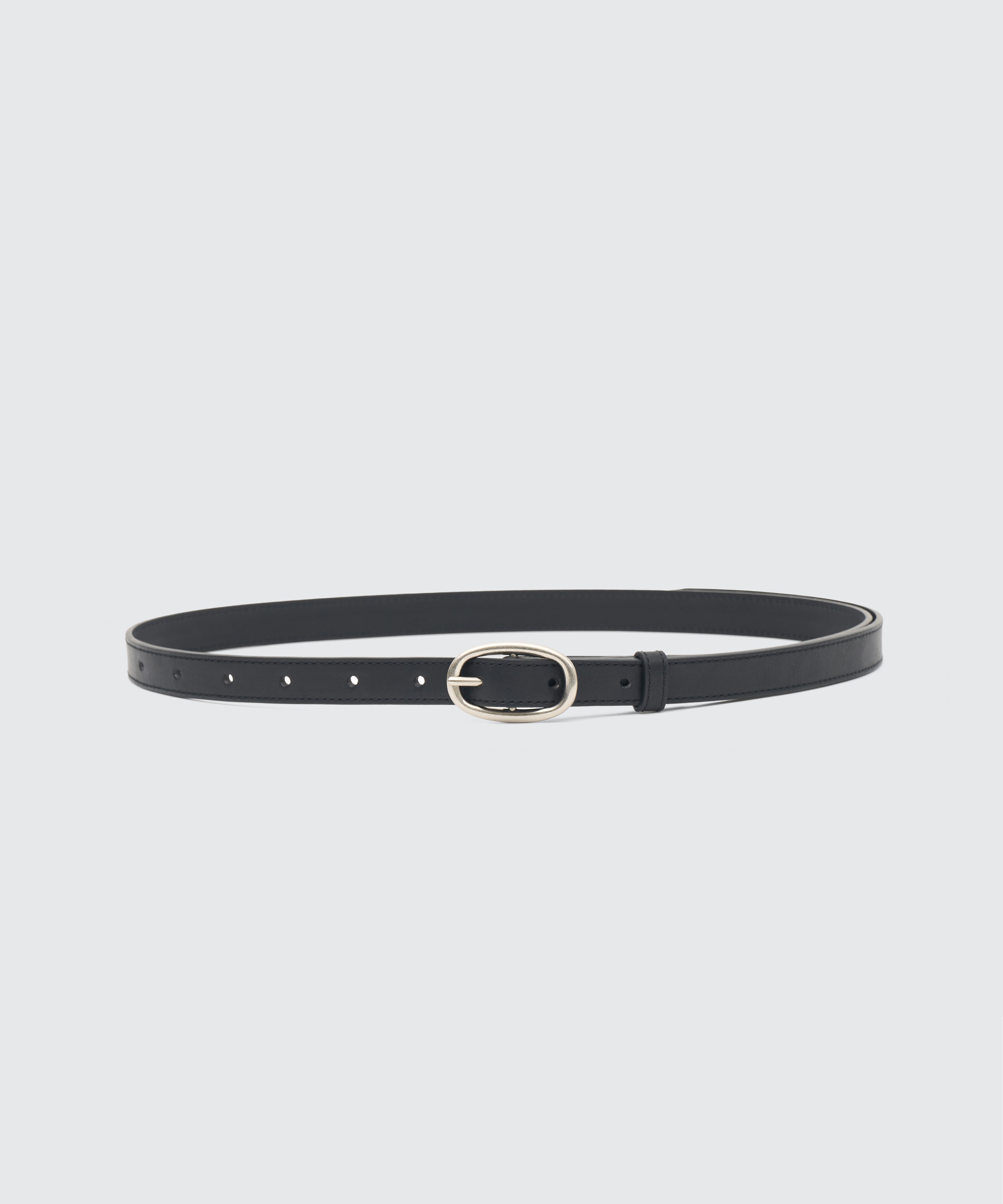 BLACK OVAL LEATHER BELT