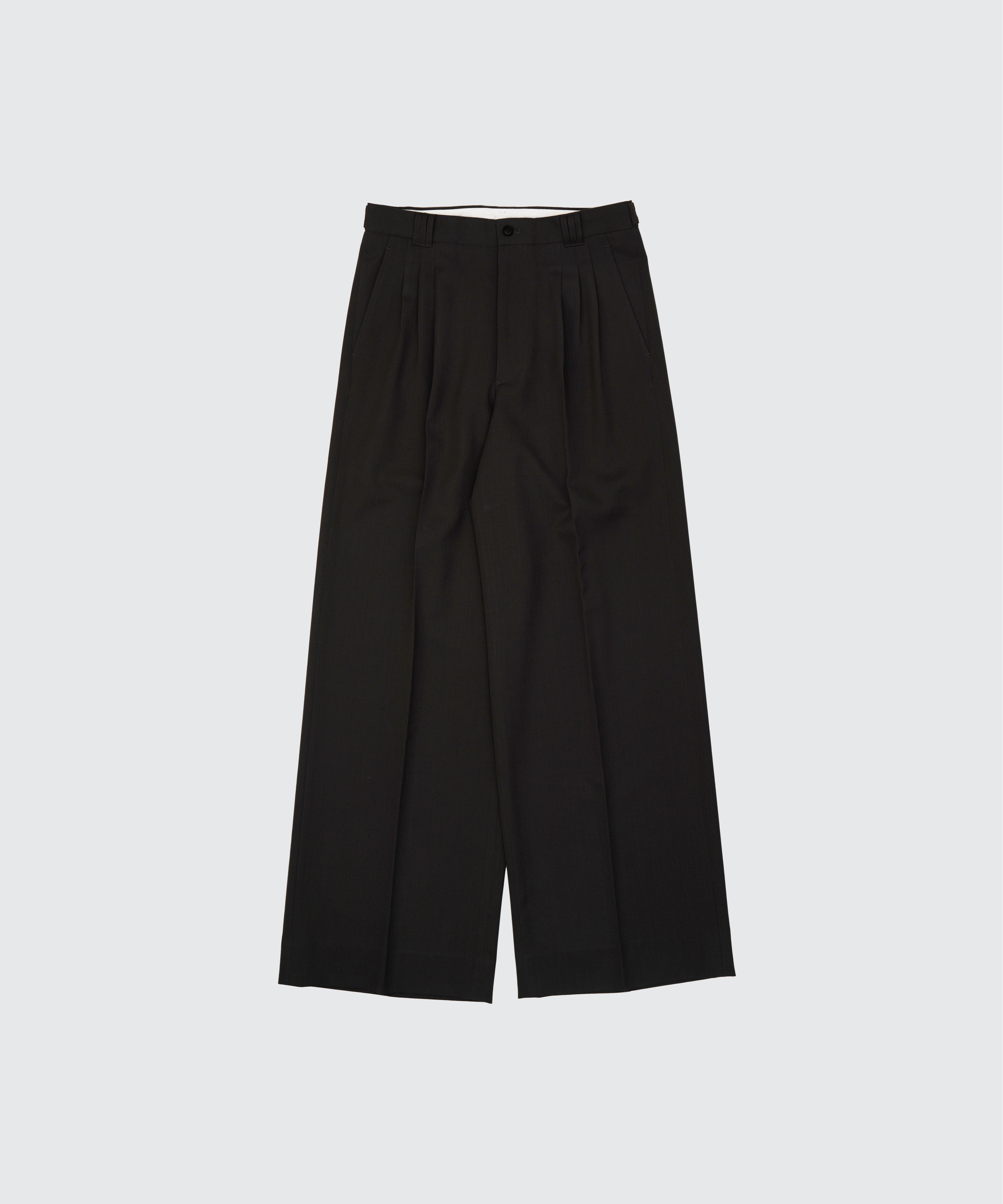 【断捨離特価】YOKE 3PLEATED WIDE LEG TROUSERS YOKE BLACK 3PLEATED WIDE-LEG TROUSERS