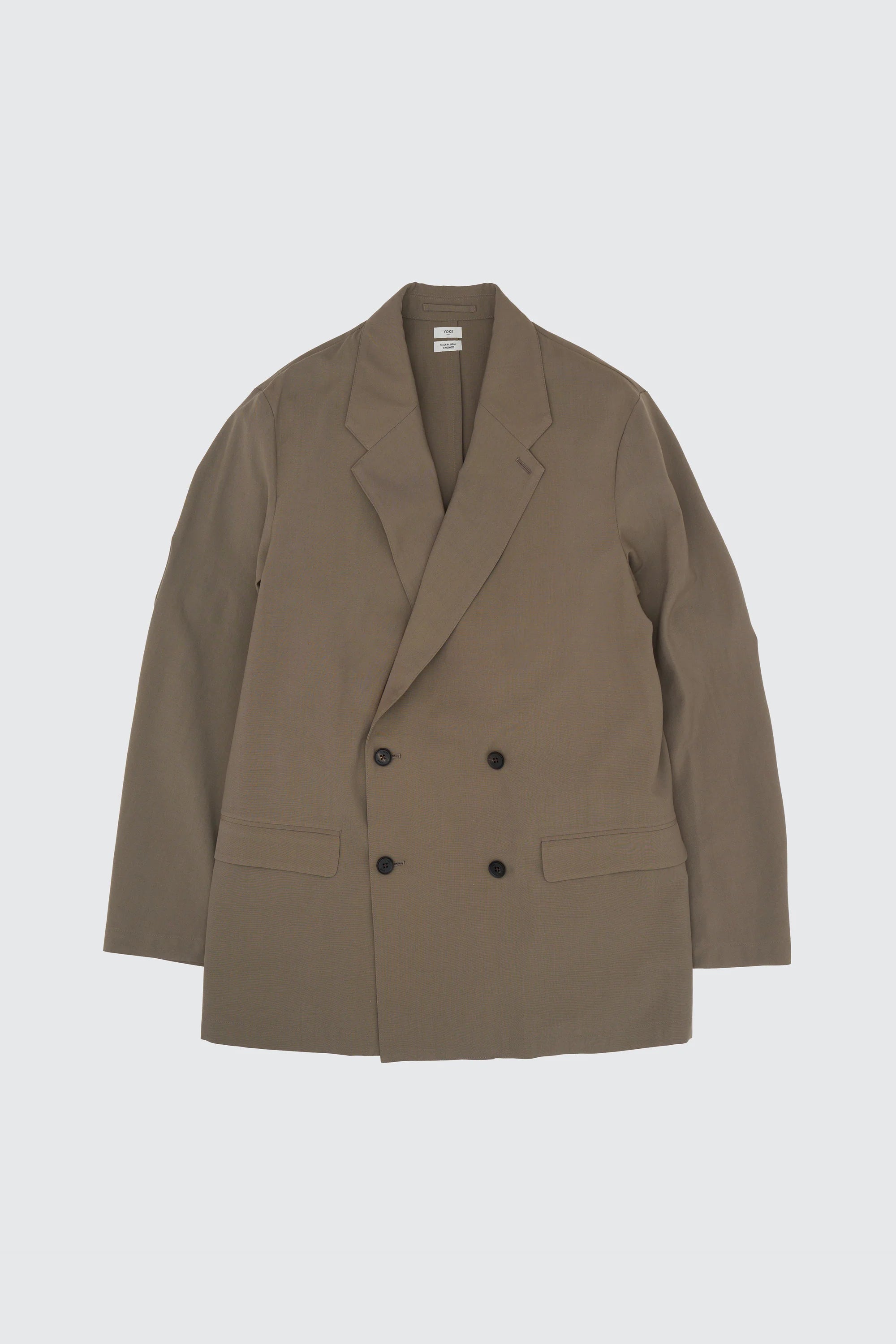 SAND BEIGE WOOL WASHER TROPICAL DOUBLE BREASTED JACKET