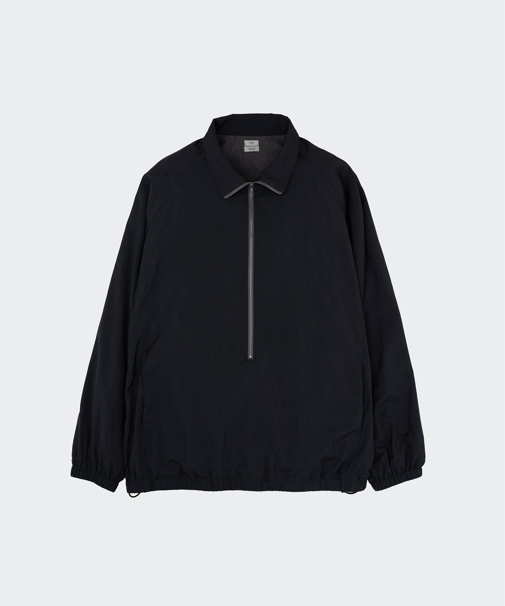 BLACK SILK NYLON 3/4 ZIP PULLOVER