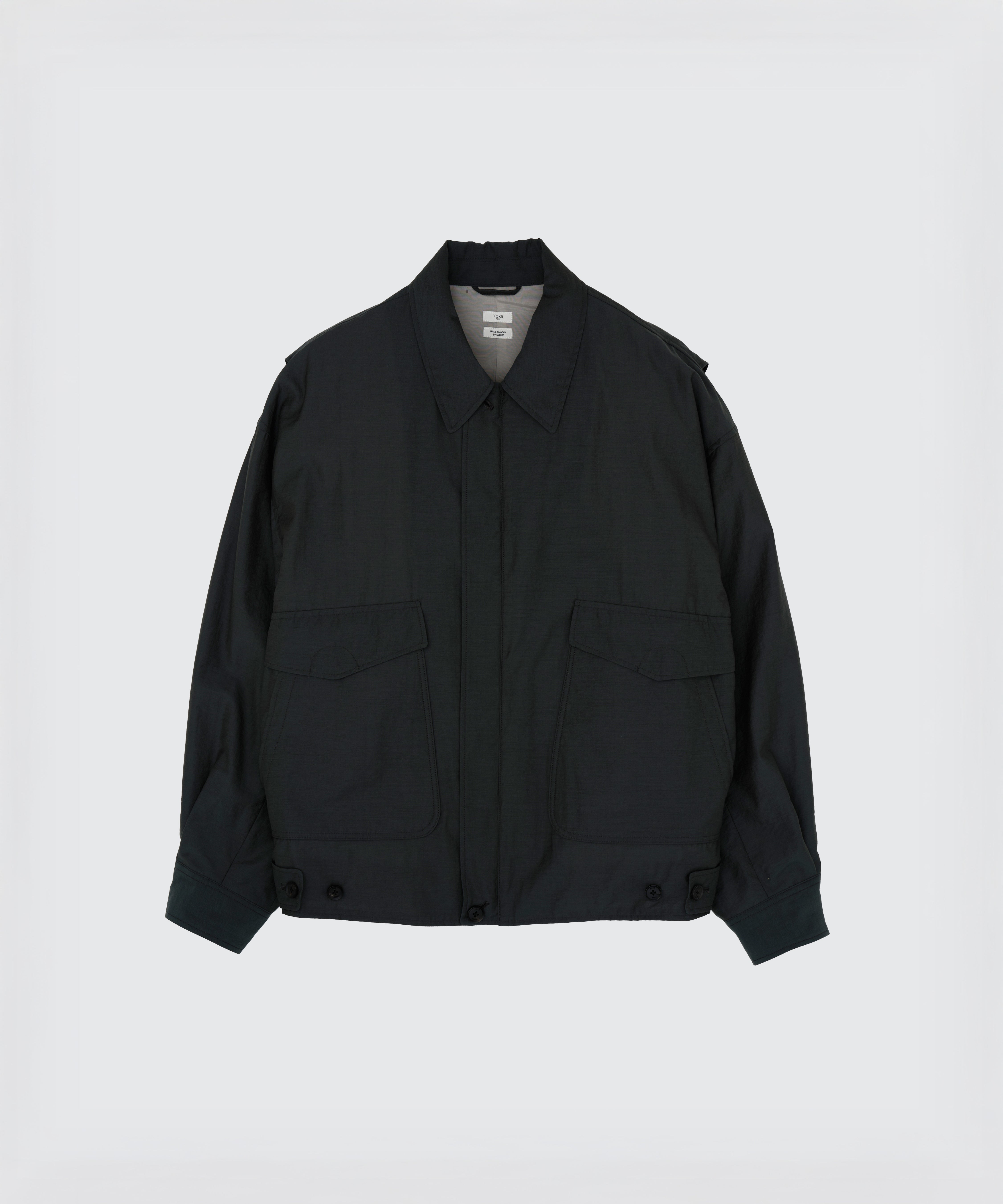 YOKE BLACK WOOL NYLON FLIGHT JACKET SS26