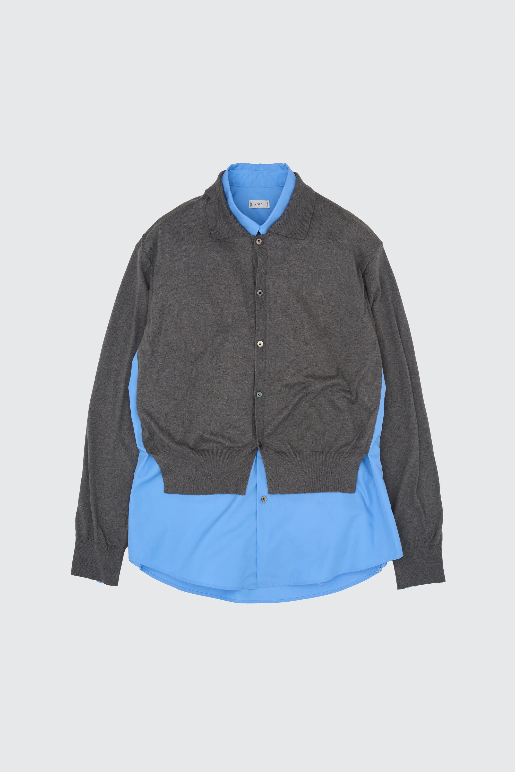 TOP GRAY CONNECTED CARDIGAN SHIRT