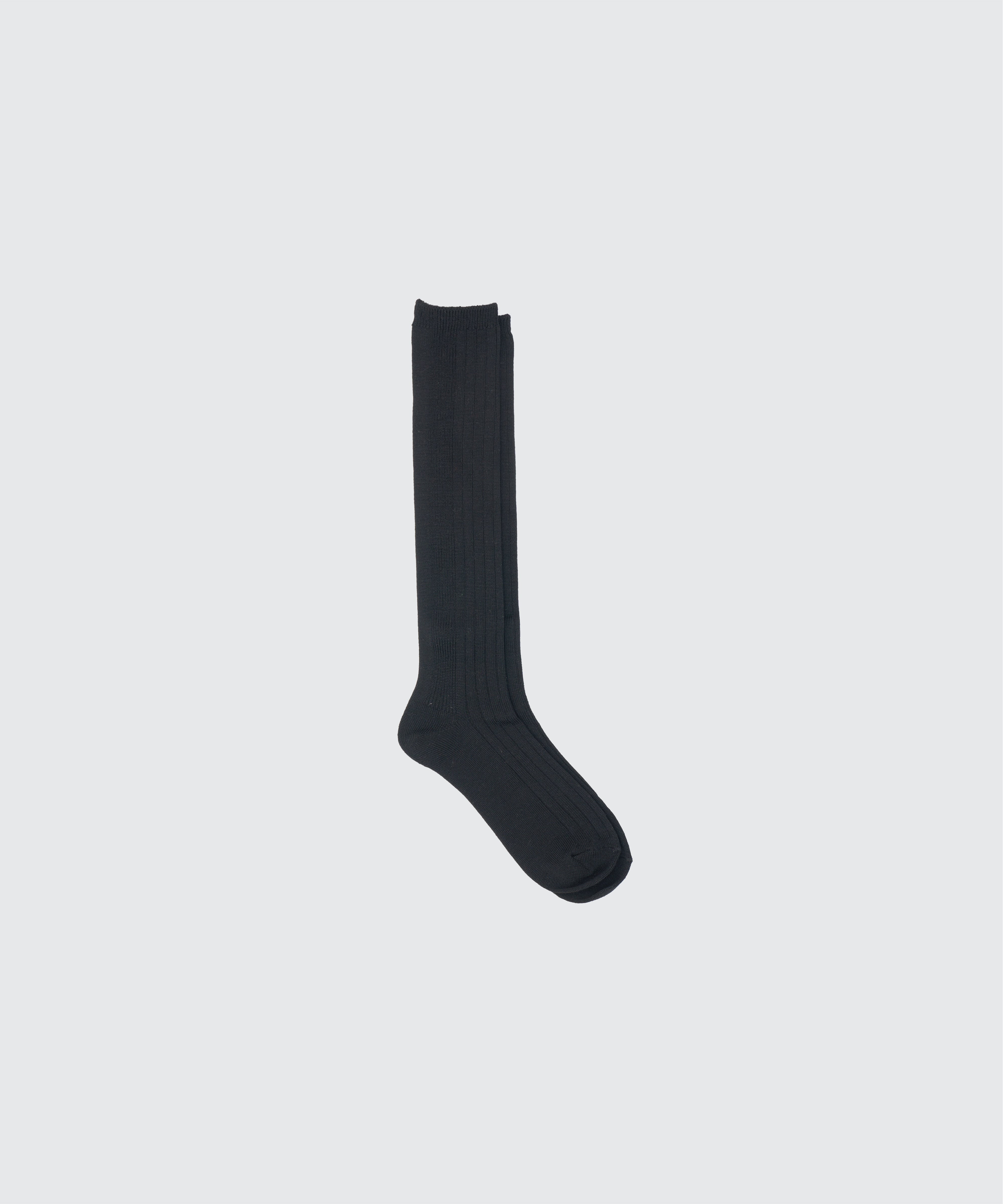 BLACK WASHABLE WOOL HIGH SOCKS