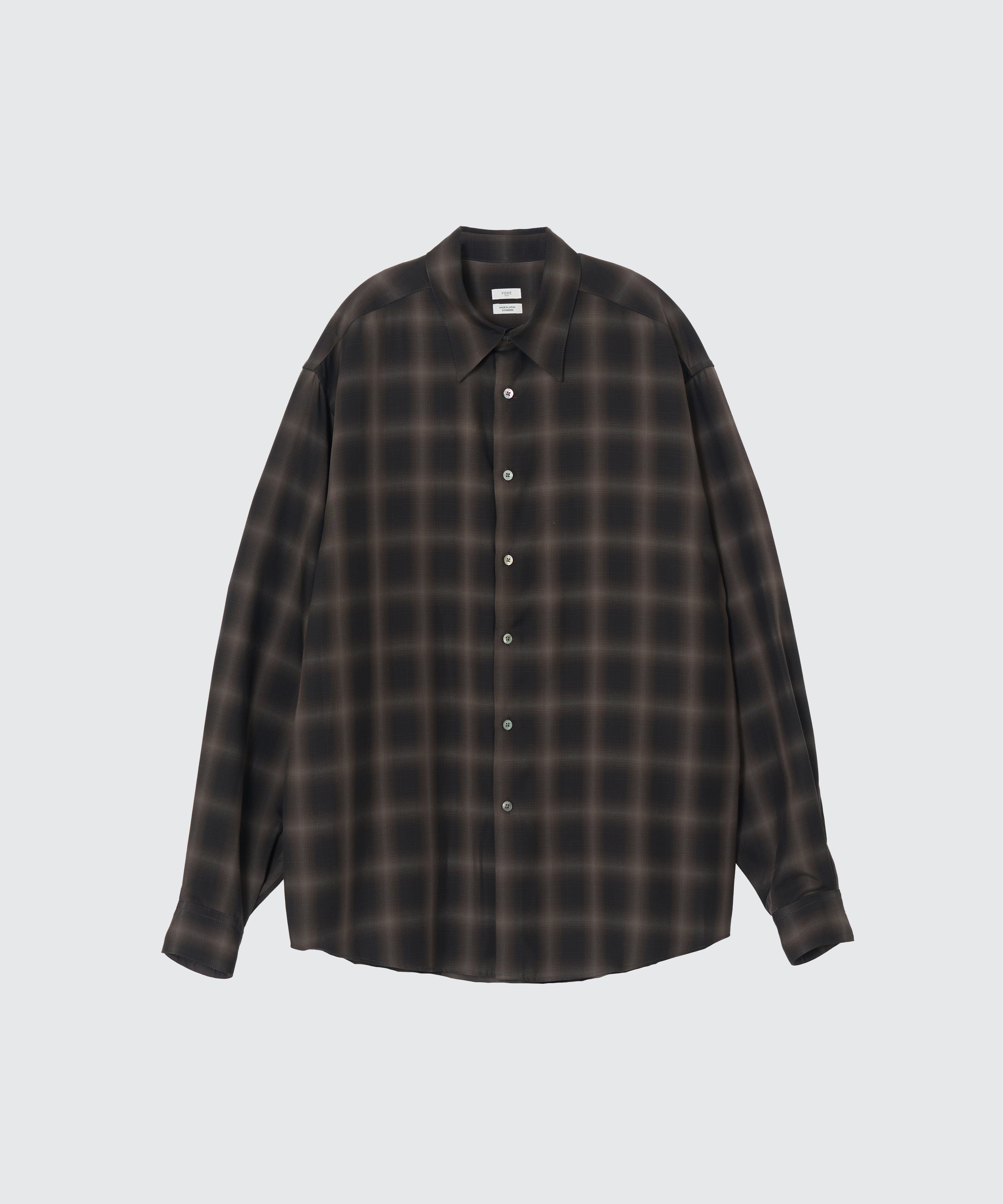 BLACK OMBRE PLAID REGULAR COLLAR SHIRT