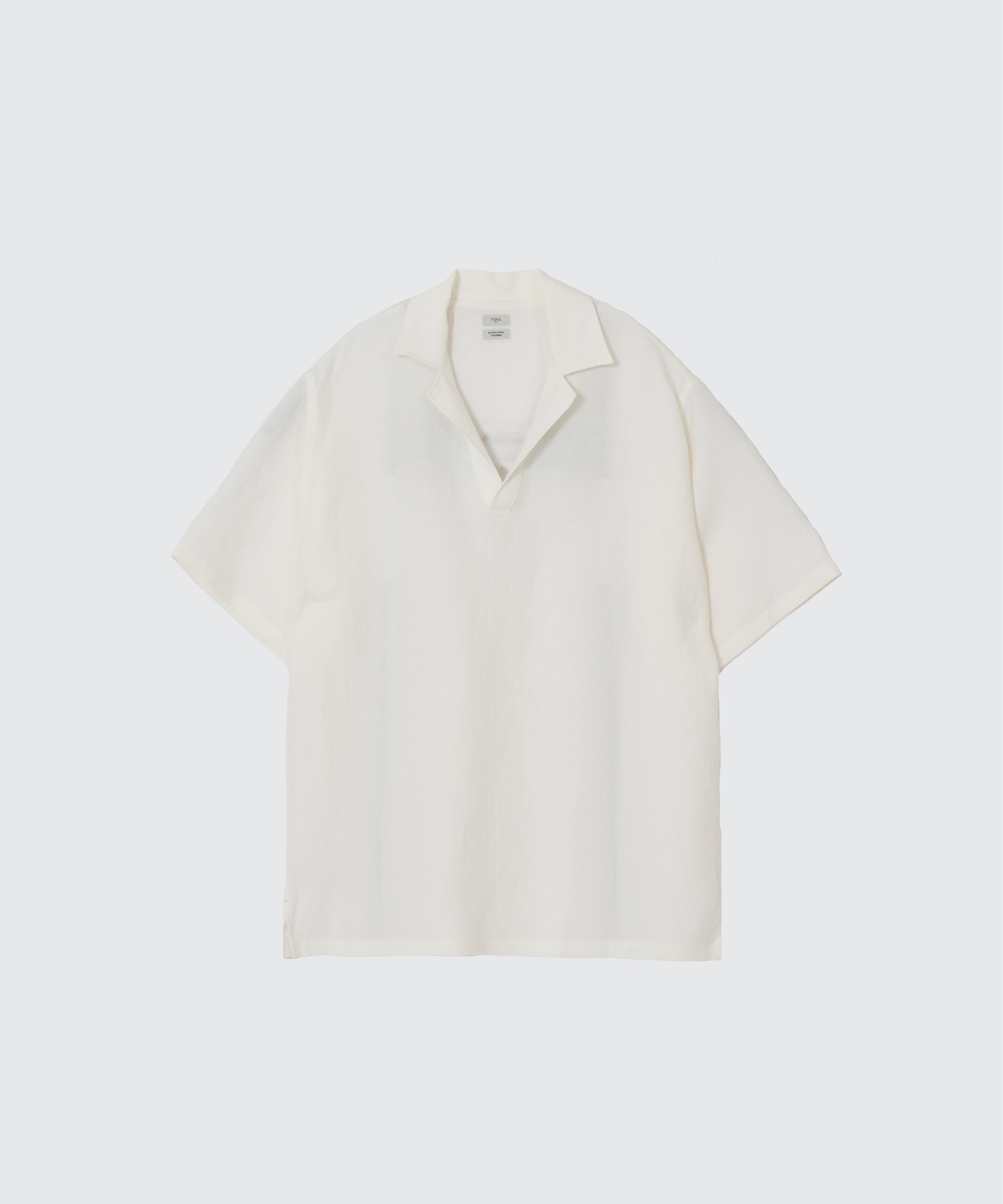 WHITE LINEN SKIPPER POLO SHIRT