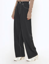 Load image into Gallery viewer, BLACK 5 POCKETS WIDE LEG STRAIGHT PANTS
