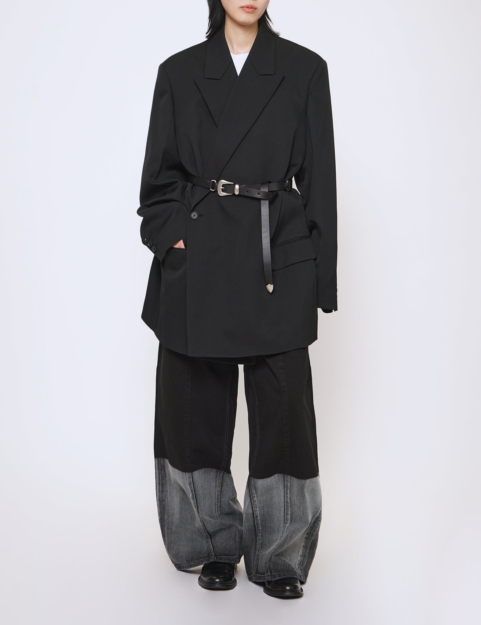 YOKE BLACK DOUBLE BREASTED JACKET AW25