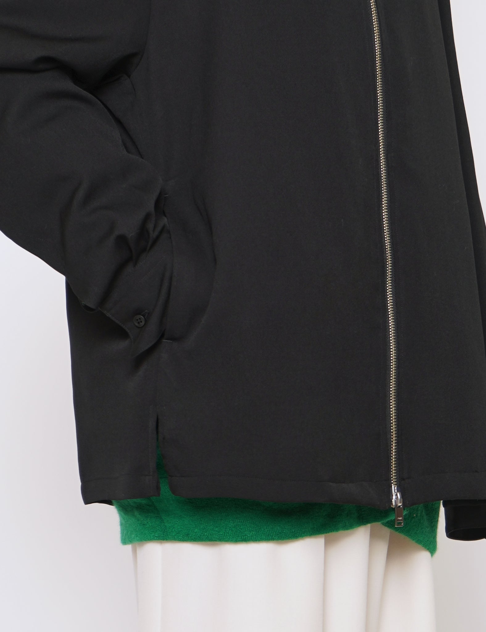 BLACK FRONT ZIP SHIRT BLOUSON