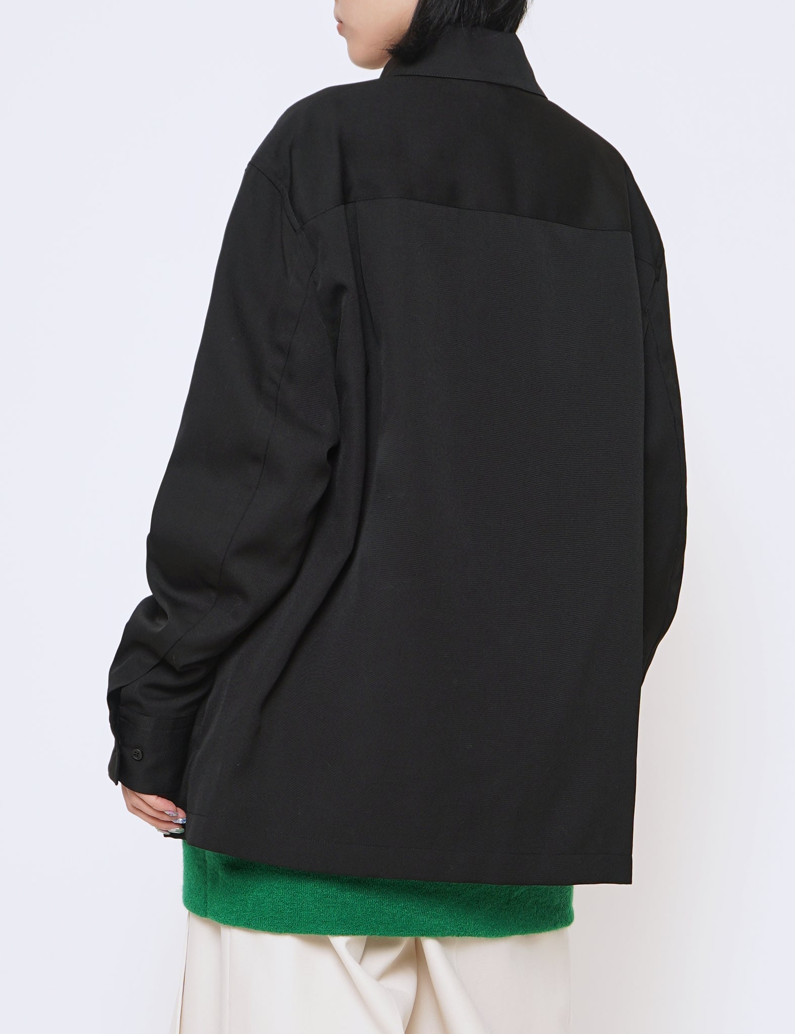 BLACK FRONT ZIP SHIRT BLOUSON