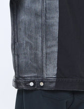 Load image into Gallery viewer, BLACK LASER PROCESSED DENIM TRUCKER JACKET
