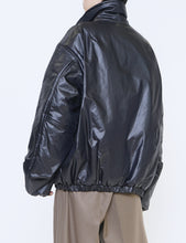 Load image into Gallery viewer, BLACK LEATHER-LIKE PUFFER BLOUSON
