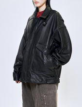 Load image into Gallery viewer, BLACK LEATHER FLIGHT JACKET
