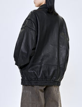 Load image into Gallery viewer, BLACK LEATHER FLIGHT JACKET
