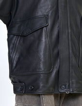 Load image into Gallery viewer, BLACK LEATHER FLIGHT JACKET
