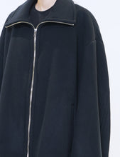 Load image into Gallery viewer, BLACK MELTON STAND COLLAR ZIP BLOUSON
