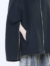 Load image into Gallery viewer, BLACK MELTON STAND COLLAR ZIP BLOUSON
