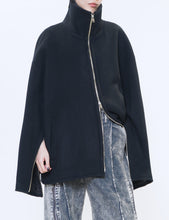 Load image into Gallery viewer, BLACK MELTON STAND COLLAR ZIP BLOUSON
