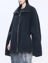 Load image into Gallery viewer, BLACK MELTON STAND COLLAR ZIP BLOUSON
