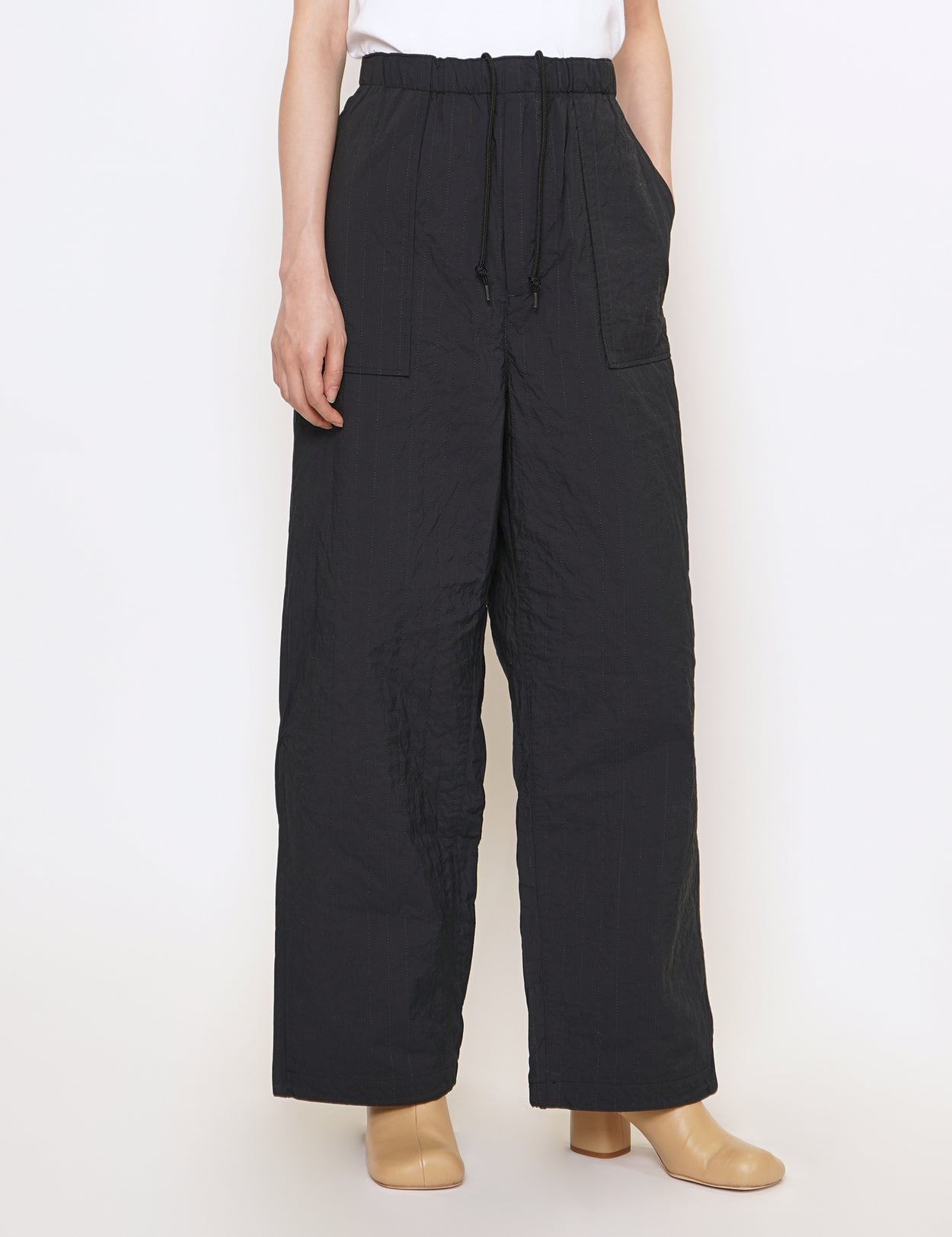 BLACK QUILTED BAKER EASY PANTS