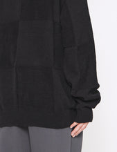 Load image into Gallery viewer, BLACK BLOCK CHECKED CREW NECK SWEATER
