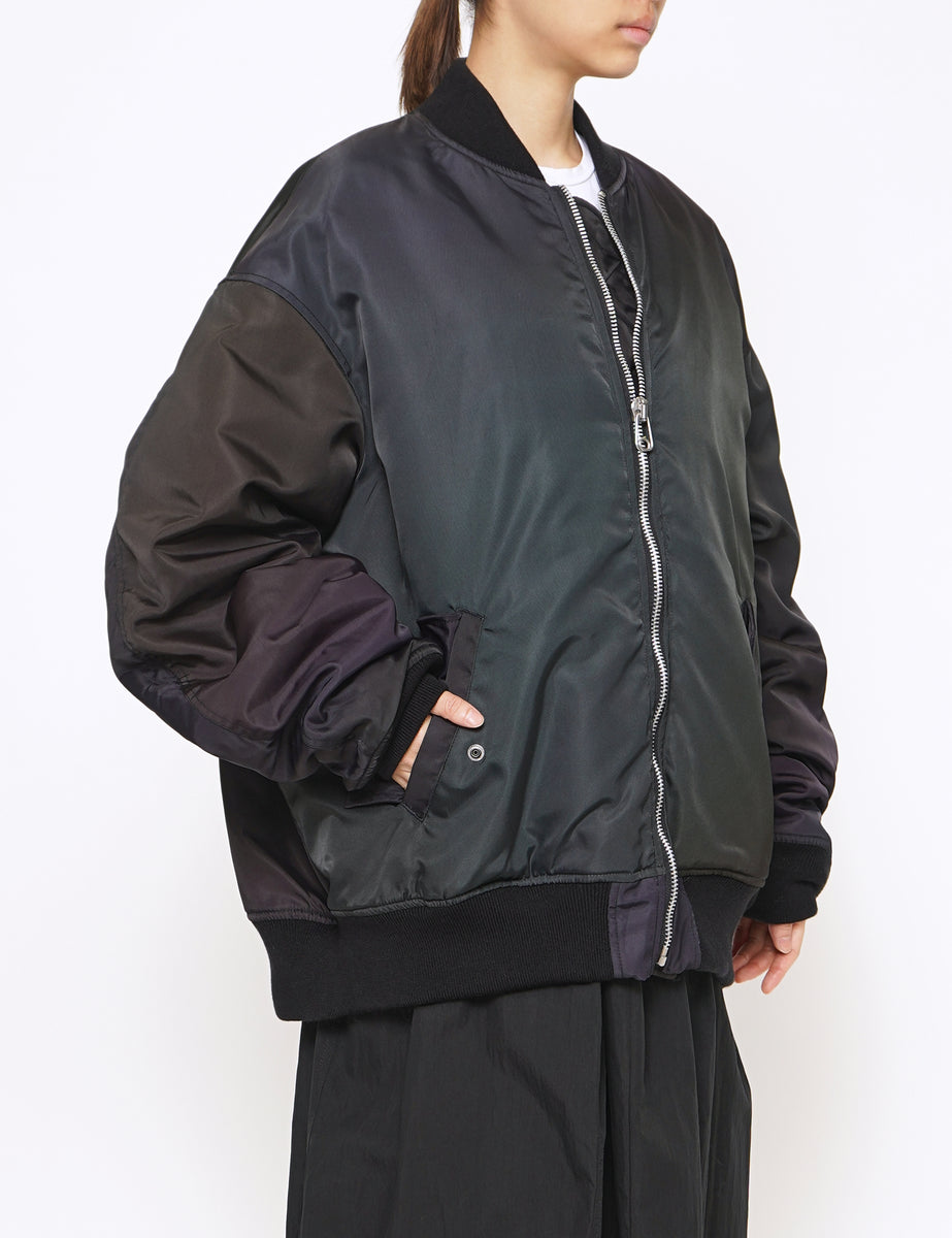 YOKE DARK NAVY GRADATION PRINTED BOMBER JACKET