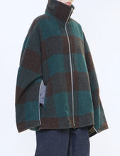 Load image into Gallery viewer, GREEN BUFFALO PLAID STAND COLLAR ZIP BLOUSON
