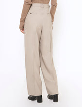 Load image into Gallery viewer, GREIGE 3PLEATED WIDE LEG TROUSERS

