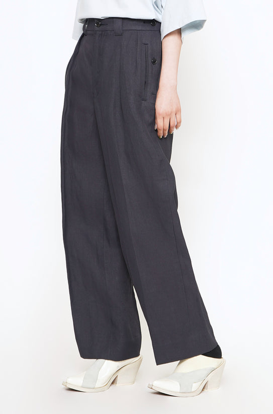 AQUA GREY 3PLEATED WIDE LEG TROUSERS