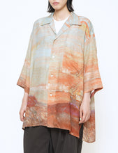Load image into Gallery viewer, ORANGE LANDSCAPE PRINTED OPEN COLLAR SHIRT
