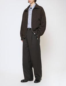 DARK CHARCOAL TWO TUCKS WIDE TROUSERS