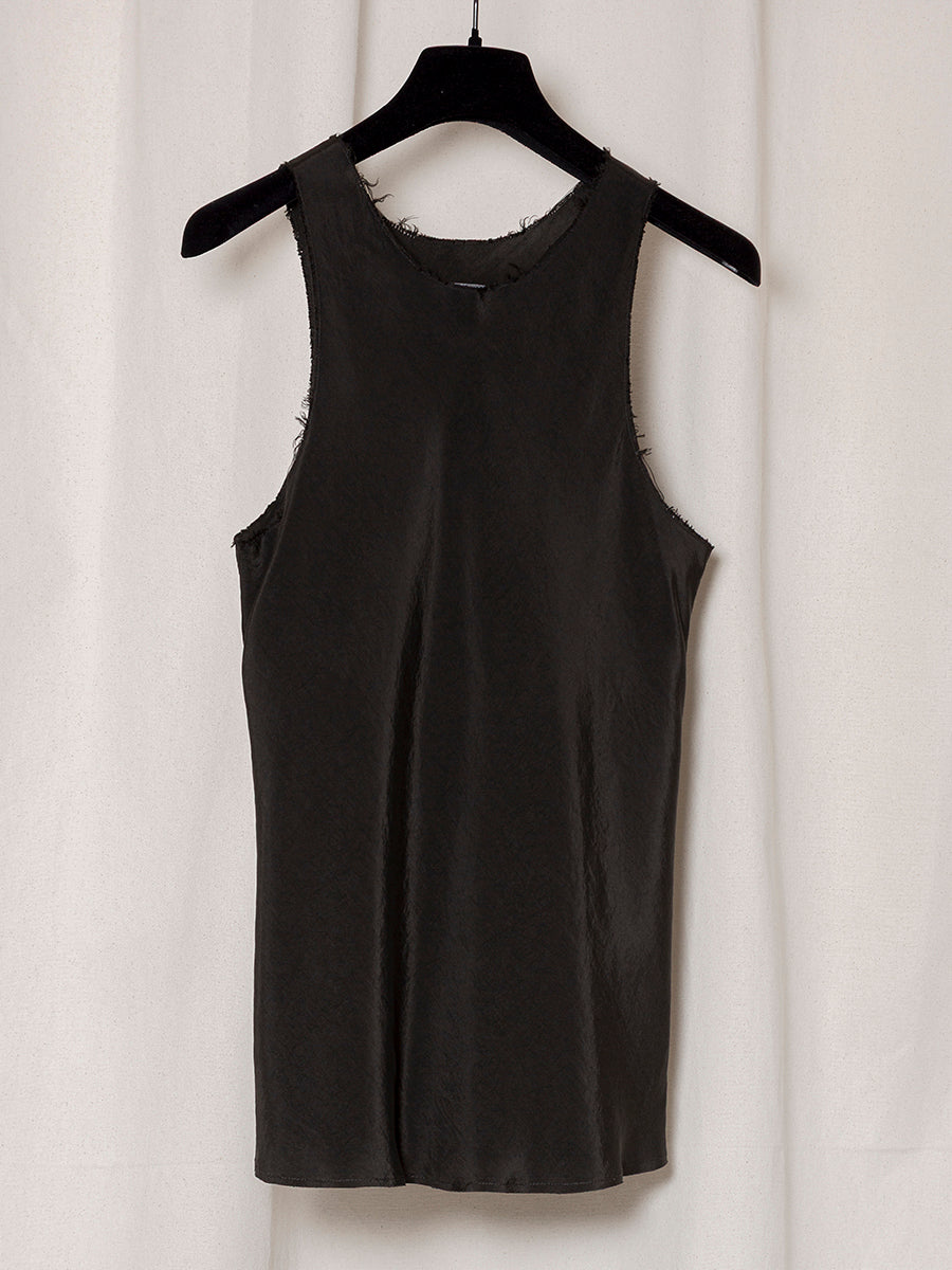 BLACK CUPRO BIAS CUT TOP