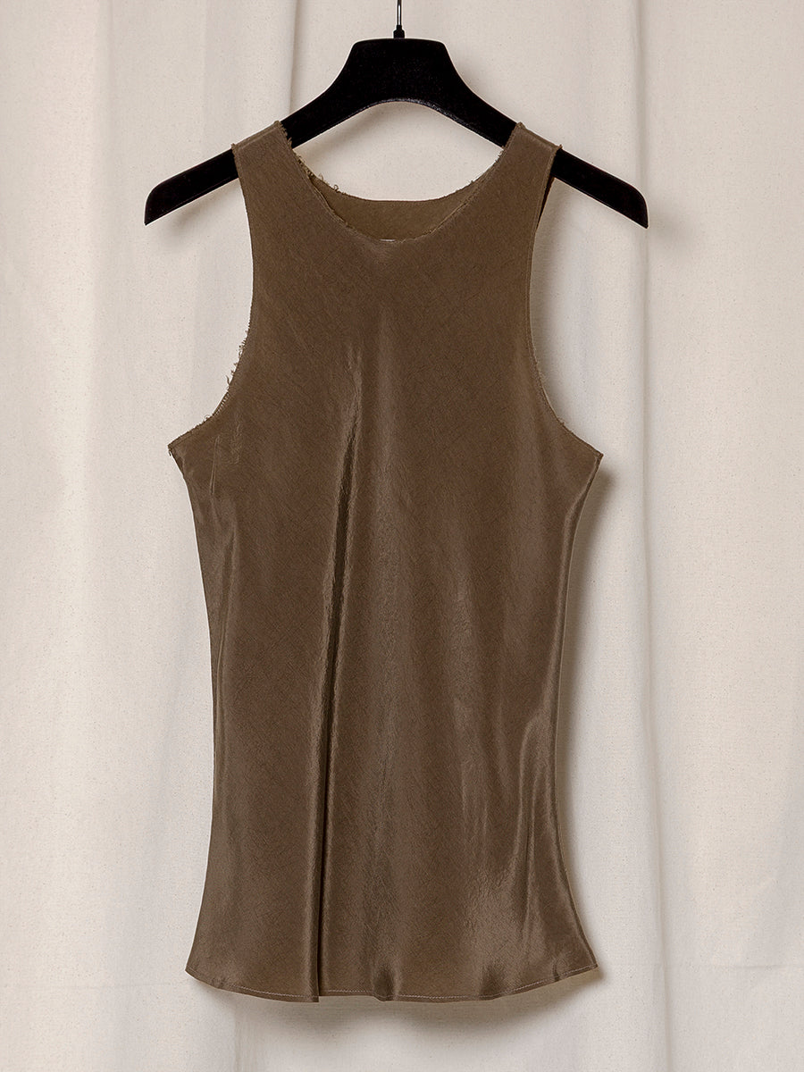 BROWN CUPRO BIAS CUT TOP