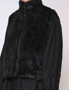 BLACK ACRYLIC FUR VEST