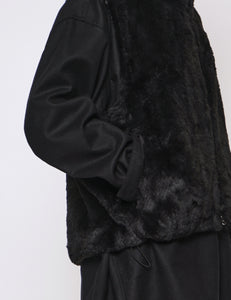 BLACK ACRYLIC FUR VEST