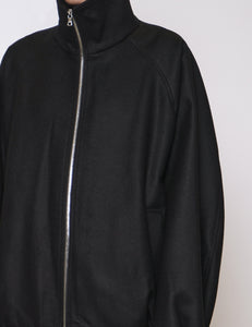 BLACK MELTON ZIP UP BLOUSON