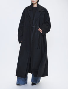 BLACK OVERSIZED DOCKING DOUBLE BREASTED COAT