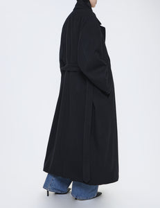 BLACK OVERSIZED DOCKING DOUBLE BREASTED COAT