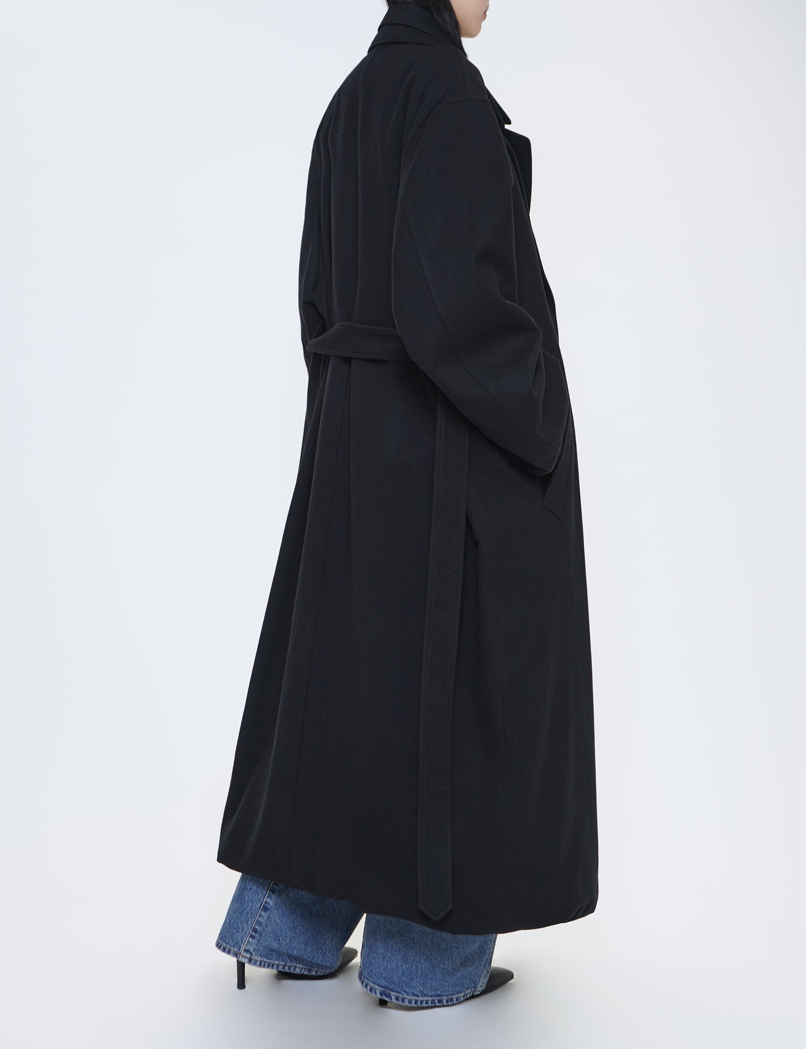 BLACK OVERSIZED LAYERED COMBINATION COAT