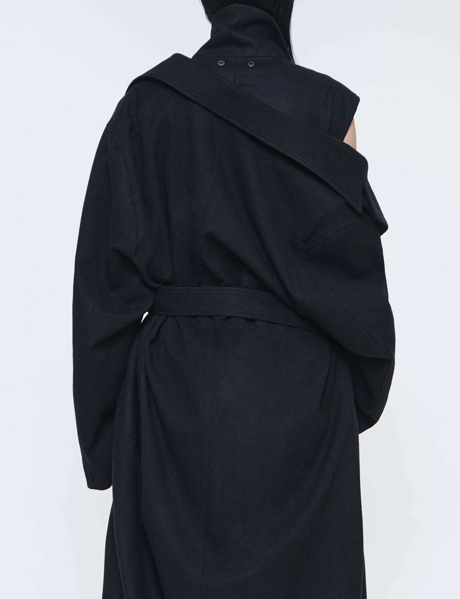 BLACK OVERSIZED LAYERED COMBINATION COAT