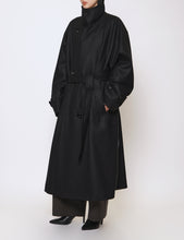 Load image into Gallery viewer, BLACK OVERSIZED DOUBLE BREASTED COAT
