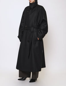 BLACK OVERSIZED DOUBLE BREASTED COAT